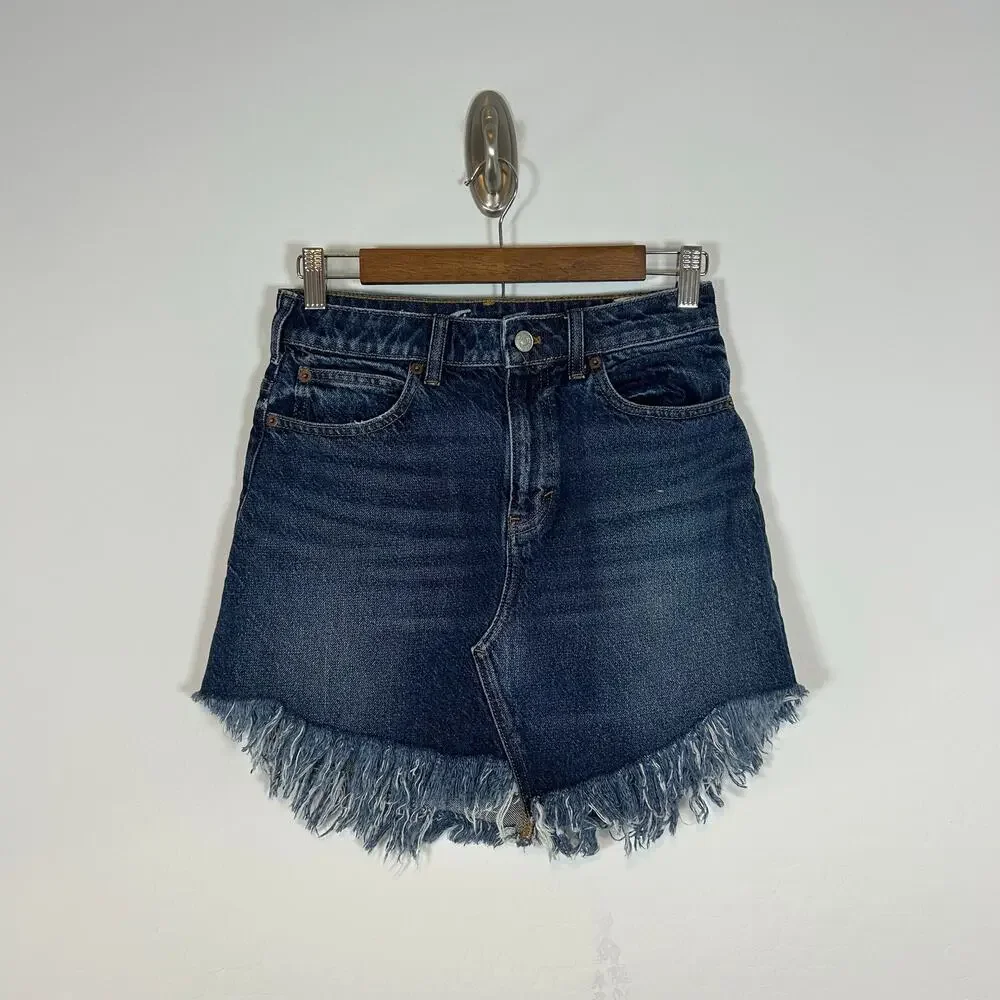 Free People We the Free Bailey Denim Mini Skirt. Size Waist 26 100% Cotton - Picture 6 of 11